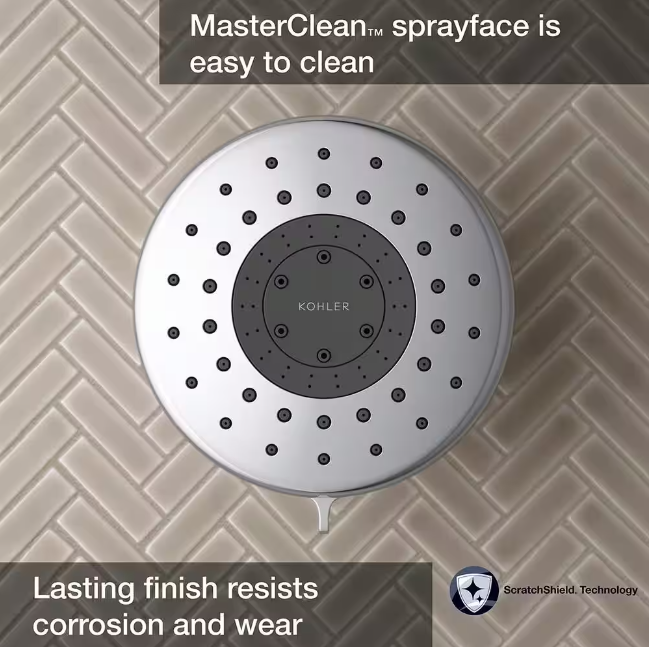 KOHLER Daisyfield 6-Spray Patterns with 1.75 GPM 4.94 in. Wall Mount Fixed Shower Head in Polished Chrome