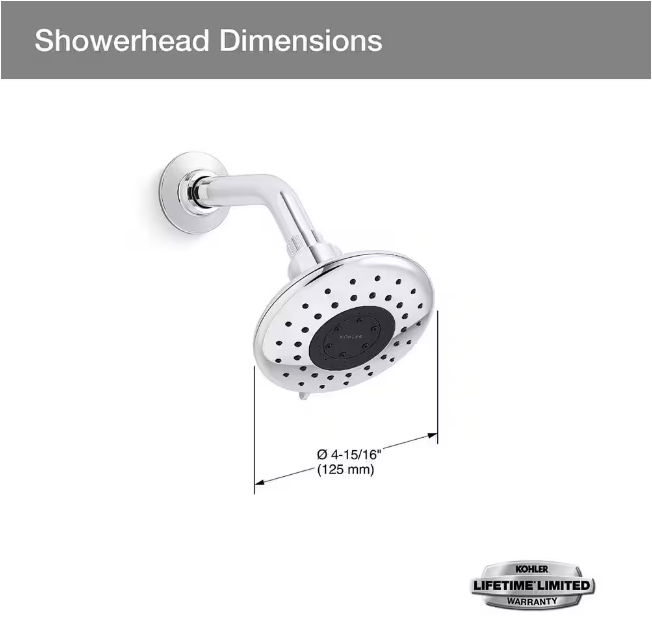 KOHLER Daisyfield 6-Spray Patterns with 1.75 GPM 4.94 in. Wall Mount Fixed Shower Head in Polished Chrome