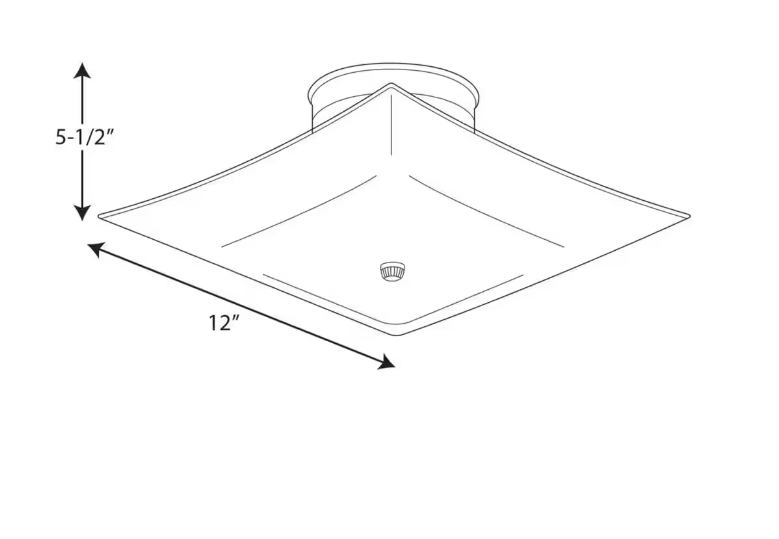 Progress Lighting 12  Traditional 2 Light White Square Glass Close-to-Ceiling Light Glass Shade