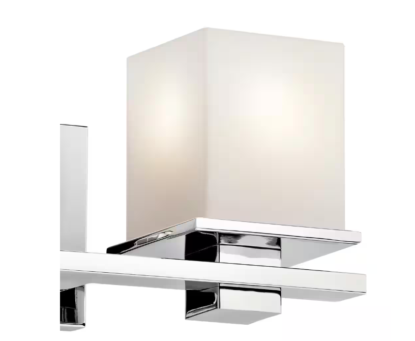 KICHLER Tully 15 in 2-Light Chrome Bathroom Vanity Light w/ Etched Glass Shade