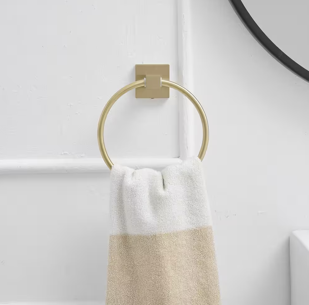 Wall Mounted Towel Ring Bath Round Towel Hanger for Bathroom Toilet Kitchen Stainless Steel in Brushed Gold