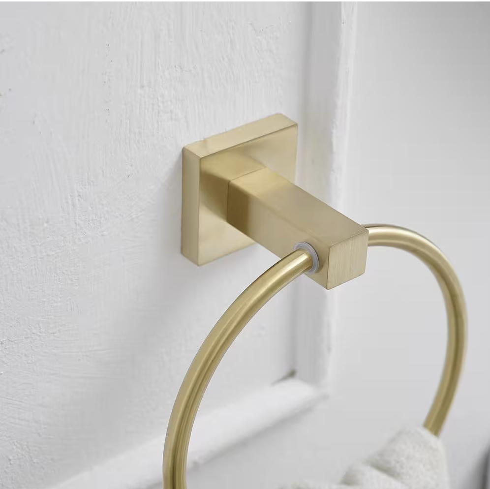 Wall Mounted Towel Ring Bath Round Towel Hanger for Bathroom Toilet Kitchen Stainless Steel in Brushed Gold