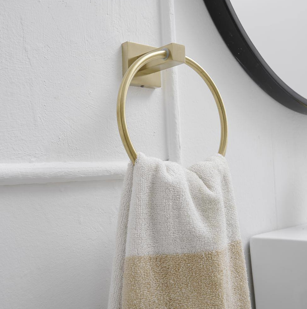 Wall Mounted Towel Ring Bath Round Towel Hanger for Bathroom Toilet Kitchen Stainless Steel in Brushed Gold