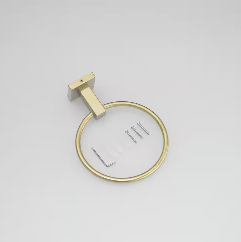 Wall Mounted Towel Ring Bath Round Towel Hanger for Bathroom Toilet Kitchen Stainless Steel in Brushed Gold