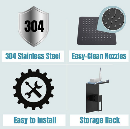 waterpar Single Handle 1-Spray 8 in. Shower Head & Faucet 2.2 GPM with Pressure Balance in Matte Black