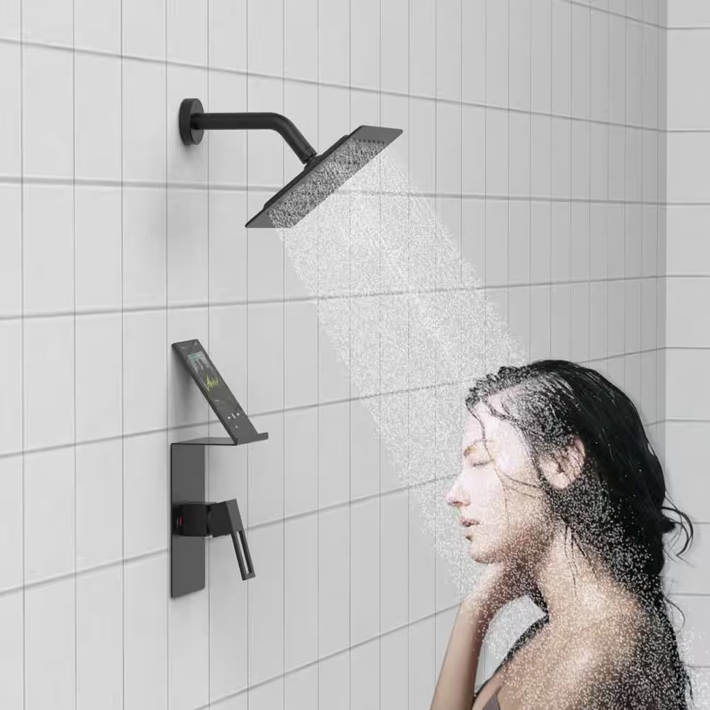 waterpar Single Handle 1-Spray Shower Faucet 2.2 GPM with Pressure Balance in Matte Black