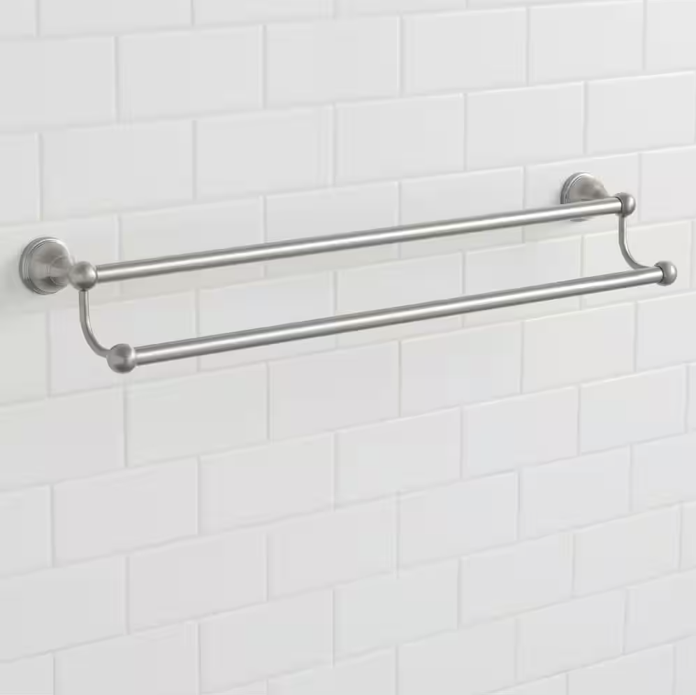 Mandouri Series 24 in. Double Towel Bar in Brushed Nickel