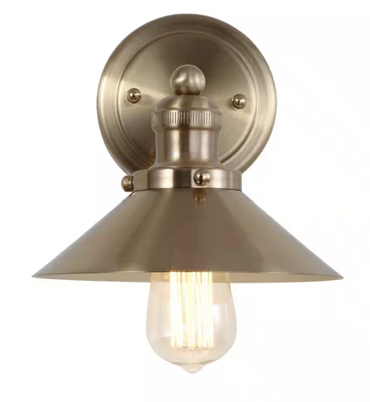 JONATHAN Y August 7.75 in. Metal Shade Brass Gold Vanity Light Sconce