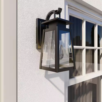 Pia Ricco 1-Light Black Outdoor Wall Lantern Wall Sconce for Porch Light (2-Pack)