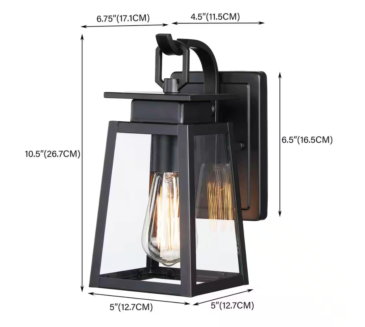 Pia Ricco 1-Light Black Outdoor Wall Lantern Wall Sconce for Porch Light (2-Pack)