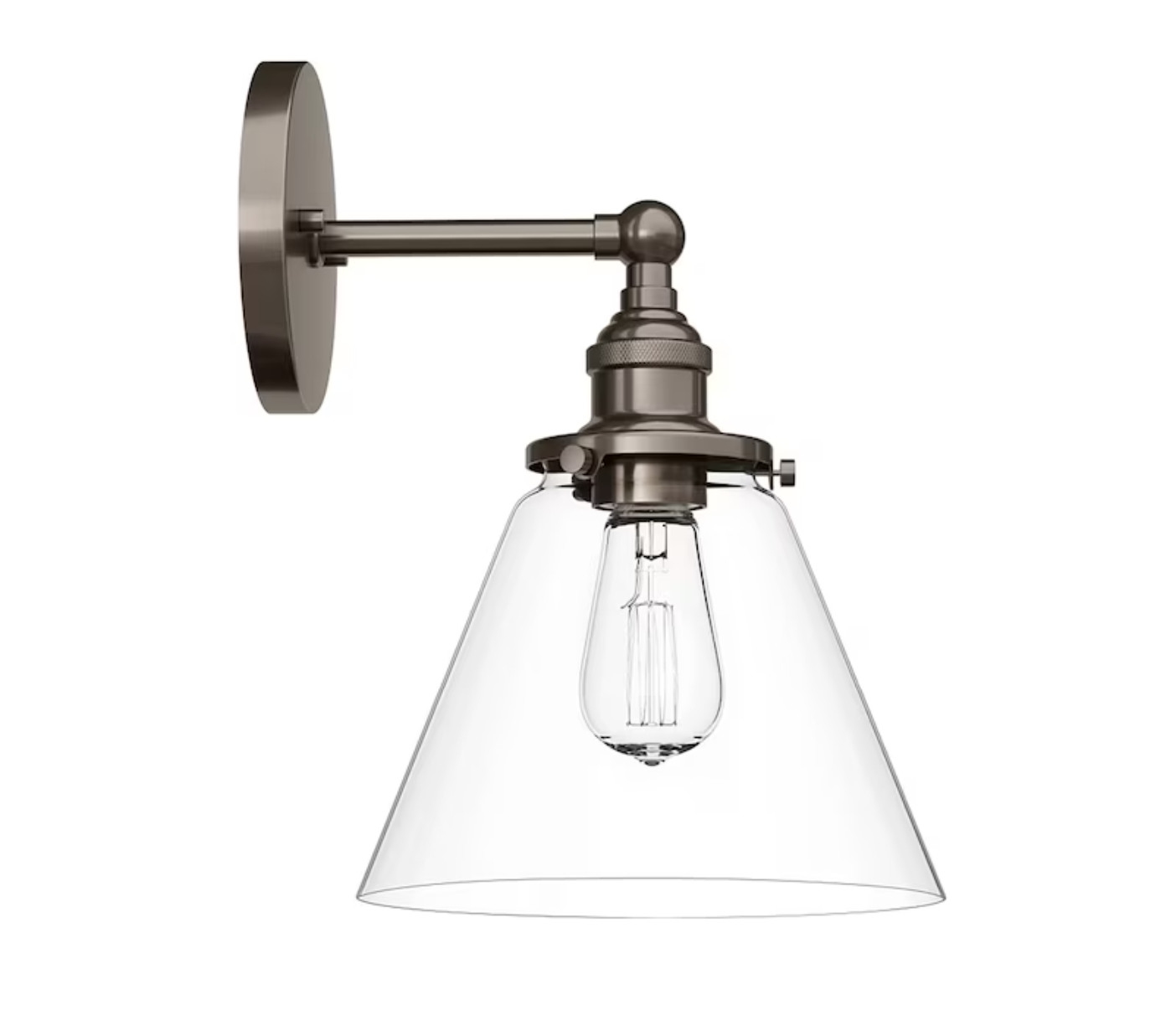 Signature Hardware Barwell Single Light 14" Tall Wall Sconce with Clear Glass Shade - Gunmetal