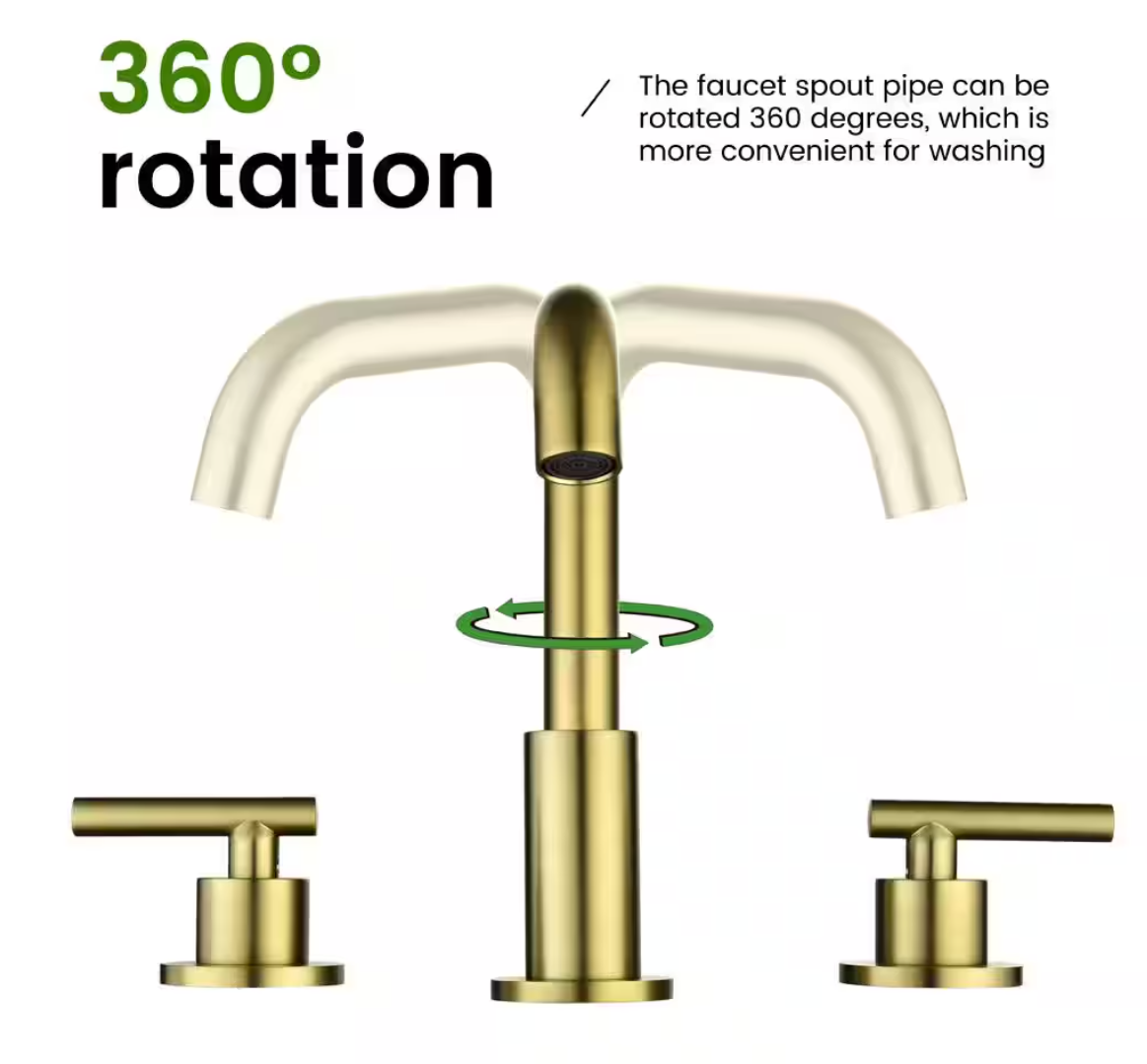 8 in. Widespread Double Handles Bathroom Faucet Combo Kit in Brushed Gold