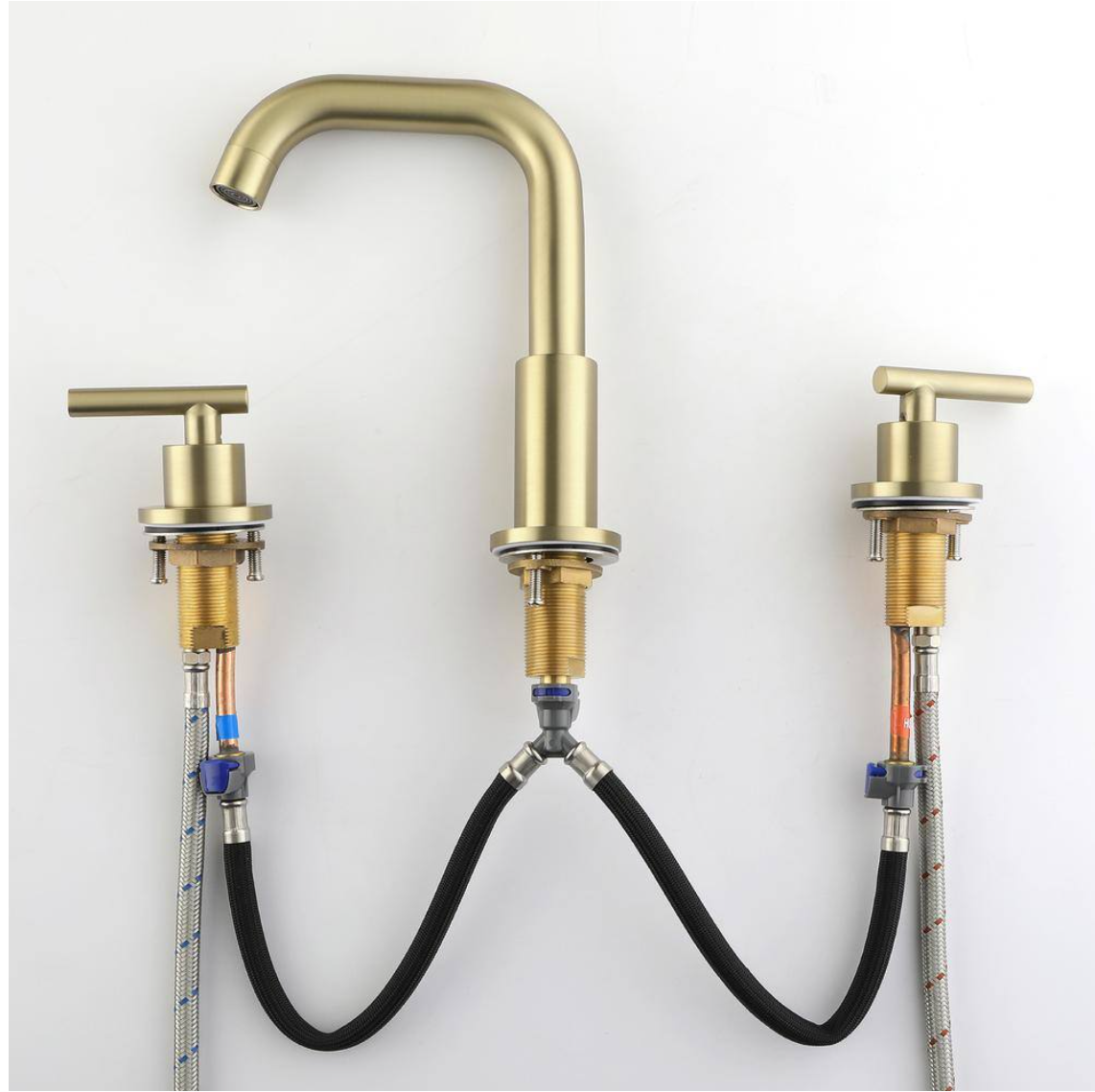 8 in. Widespread Double Handles Bathroom Faucet Combo Kit in Brushed Gold