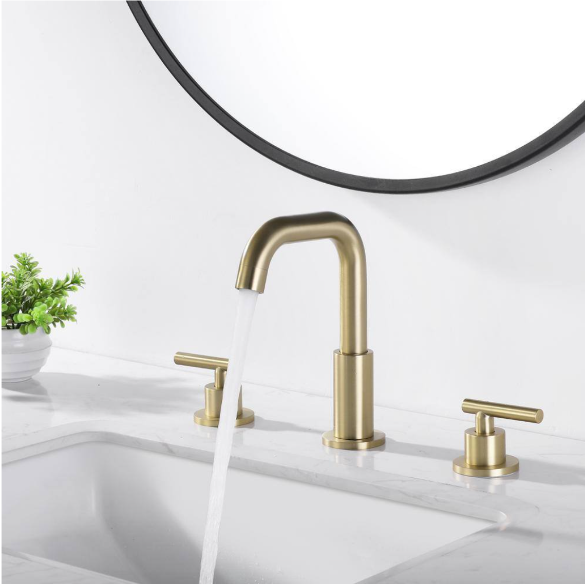 8 in. Widespread Double Handles Bathroom Faucet Combo Kit in Brushed Gold