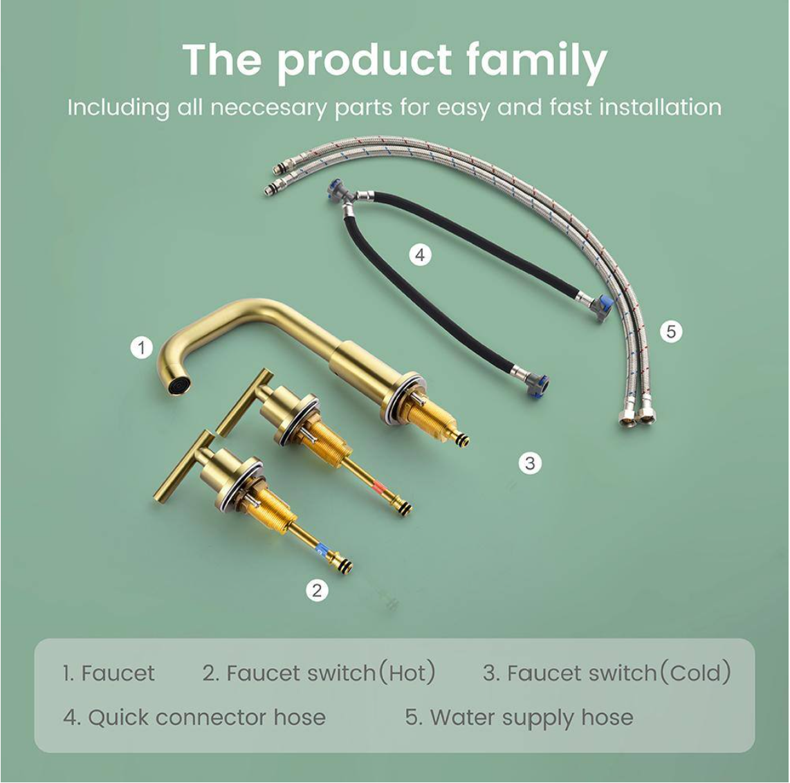 8 in. Widespread Double Handles Bathroom Faucet Combo Kit in Brushed Gold