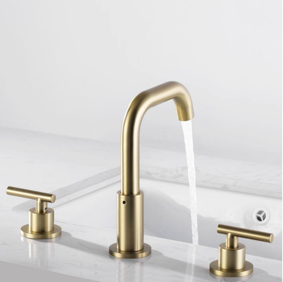 8 in. Widespread Double Handles Bathroom Faucet Combo Kit in Brushed Gold