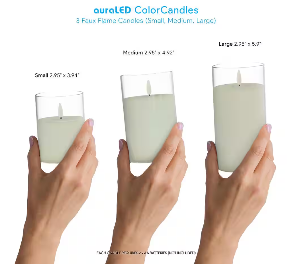 Tzumi Aura LED Color Candle Flameless LED Candle (3-Pack)