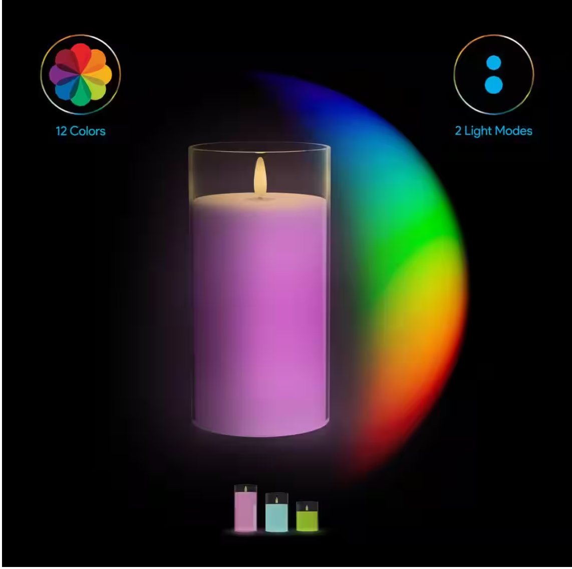 Tzumi Aura LED Color Candle Flameless LED Candle (3-Pack)