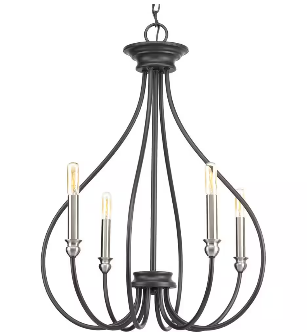 Progress Lighting Whisp Collection 4-Light Graphite Farmhouse Chandelier Light