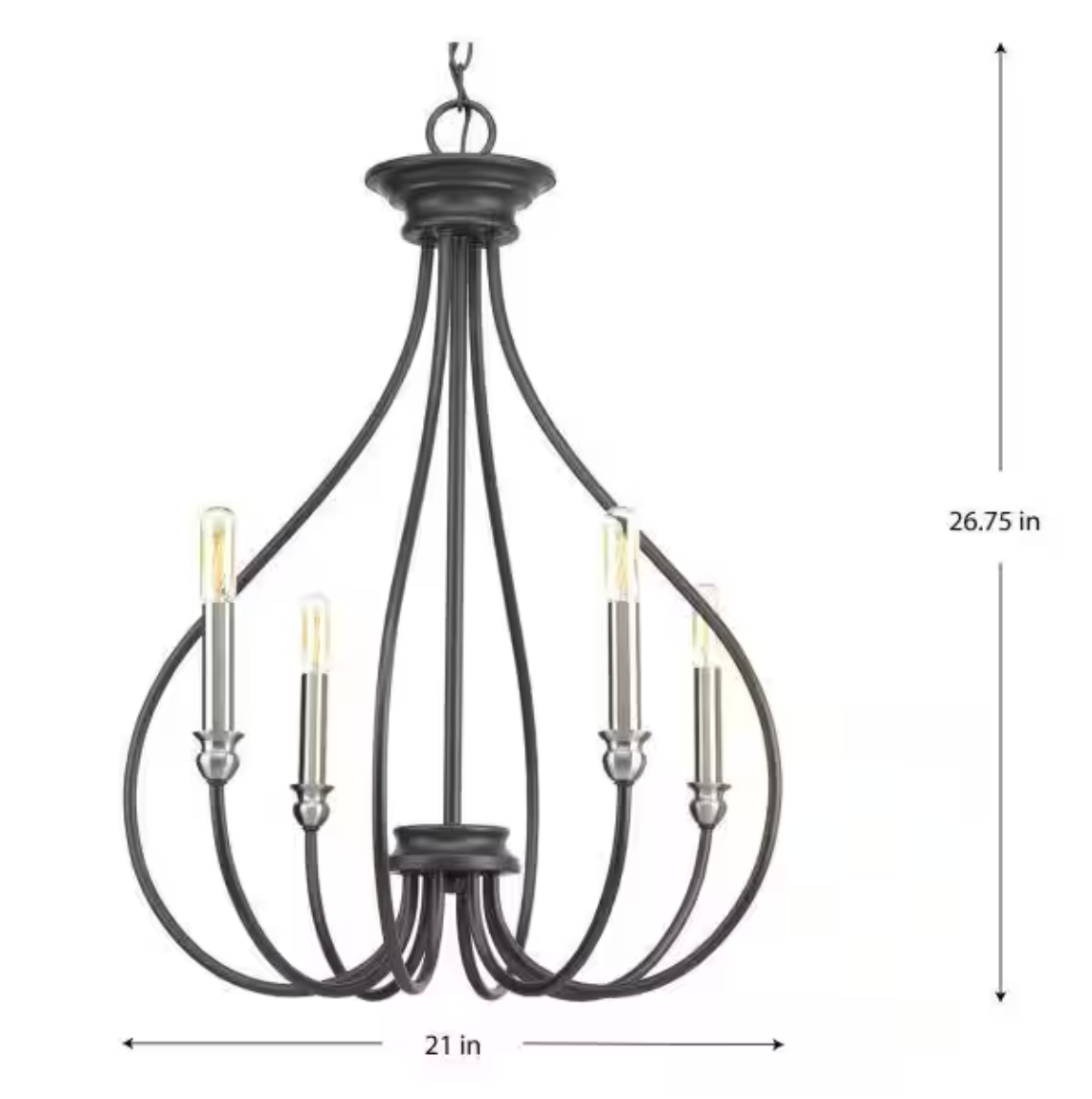 Progress Lighting Whisp Collection 4-Light Graphite Farmhouse Chandelier Light