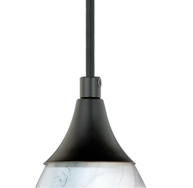 VAXCEL Milano 1-Light Oil Rubbed Bronze Shaded Mini Pendant Ceiling Light Gray White Glass