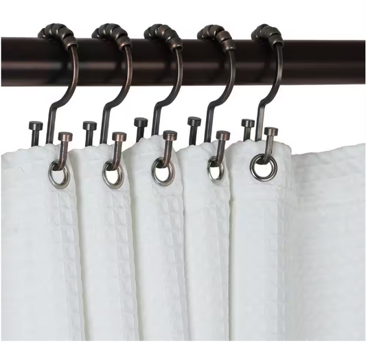 Utopia Alley Deco Flat Double Roller Shower Curtain Hooks in Oil Rubbed Bronze