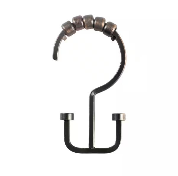 Utopia Alley Deco Flat Double Roller Shower Curtain Hooks in Oil Rubbed Bronze