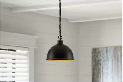 Hampton Bay Talullah 1-Light Oil Rubbed Bronze Pendant Lighting with Gold Interior