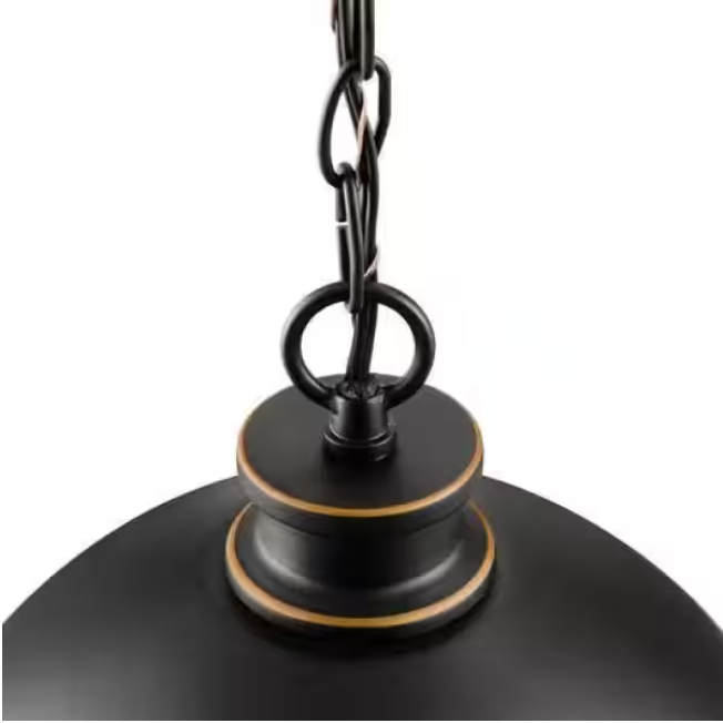 Hampton Bay Talullah 1-Light Oil Rubbed Bronze Pendant Lighting with Gold Interior