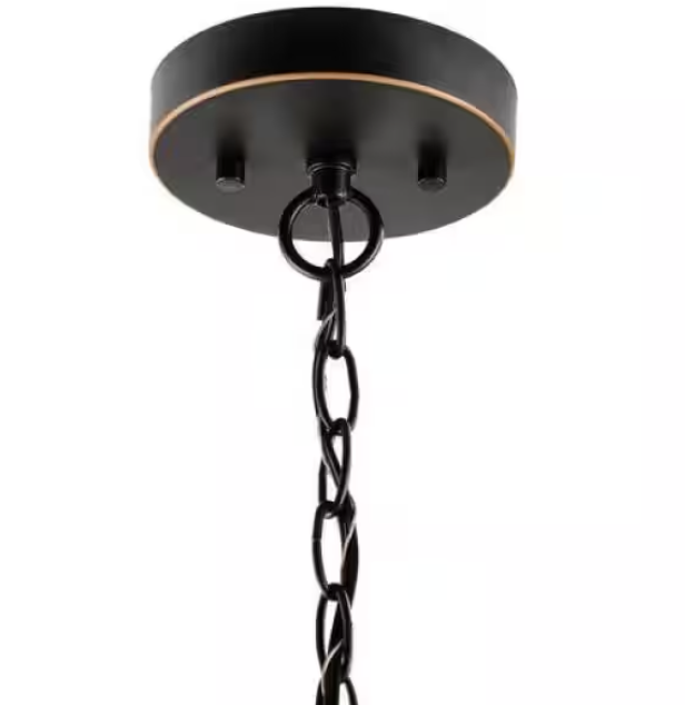 Hampton Bay Talullah 1-Light Oil Rubbed Bronze Pendant Lighting with Gold Interior