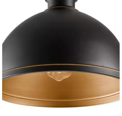 Hampton Bay Talullah 1-Light Oil Rubbed Bronze Pendant Lighting with Gold Interior