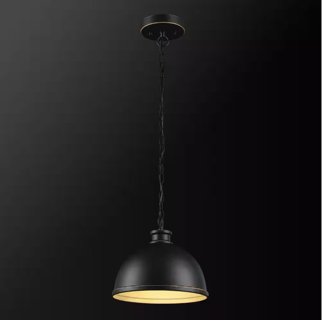 Hampton Bay Talullah 1-Light Oil Rubbed Bronze Pendant Lighting with Gold Interior