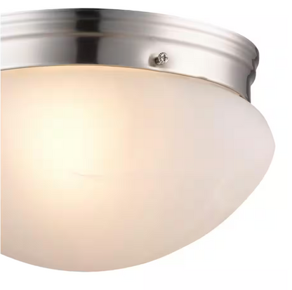 Bel Air Lighting Dash 10 in. 2-Light Brushed Nickel Flush Mount Ceiling Light Fixture with Marbleized Glass