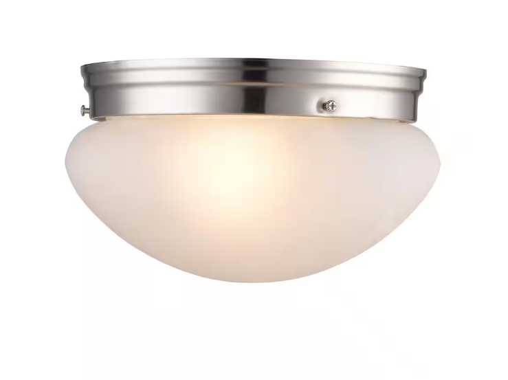 Bel Air Lighting Dash 10 in. 2-Light Brushed Nickel Flush Mount Ceiling Light Fixture with Marbleized Glass