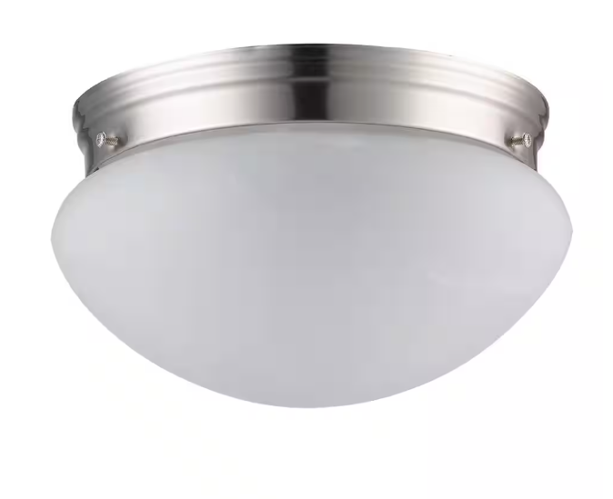 Bel Air Lighting Dash 10 in. 2-Light Brushed Nickel Flush Mount Ceiling Light Fixture with Marbleized Glass