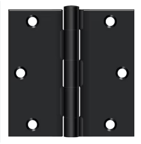 3 1/2" x 3 1/2" Residential Square Door Hinge (Sold as a Pair) in Paint Black