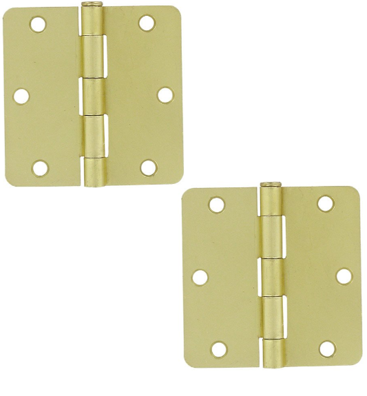 3 1/2" x 3 1/2" 1/4" Radius/Residential Door Hinge (Sold as a Pair) in Brushed Brass