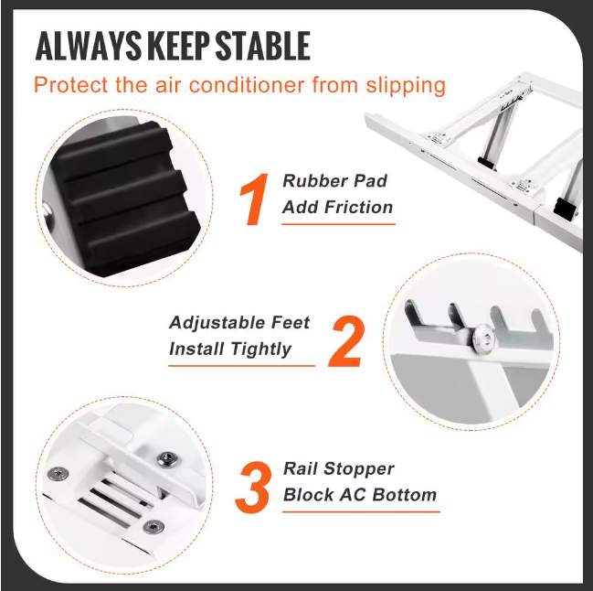 VEVOR Air Conditioner Support Bracket 220 lbs. Load Capacity No Drilling Easy Installation Fit Single or Double Hung Windows