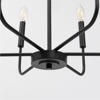 LNC Industrial 6-Light Black Chandelier Classic Candlestick Island Light for Living Room, Kitchen Island, and Studio