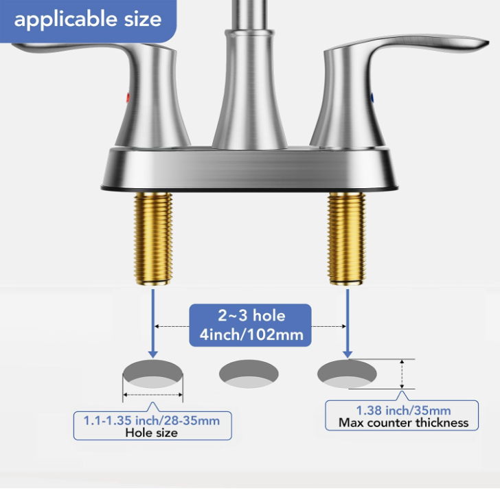 Phiestina 4 Inch 2 or 3 Hole Brushed Nickel Bathroom Sink Faucet RV Swivel 2 Handle Centerset Bath Vanity Faucet, with cUPC Water Supply line & Metal Pop-up Drain,TY36-BN