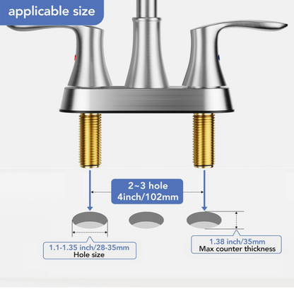 Phiestina 4 Inch 2 or 3 Hole Brushed Nickel Bathroom Sink Faucet RV Swivel 2 Handle Centerset Bath Vanity Faucet, with cUPC Water Supply line & Metal Pop-up Drain,TY36-BN