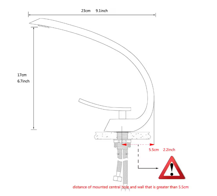 Sanitary Ware Single-Handle Single-Hole Bathroom Faucet Curved Type in Brushed Nickel