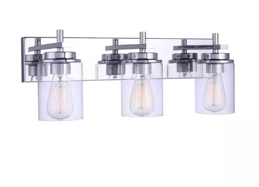 CRAFTMADE Reeves 23 in. 3-Light Chrome Finish Vanity Light with Clear Glass Shade