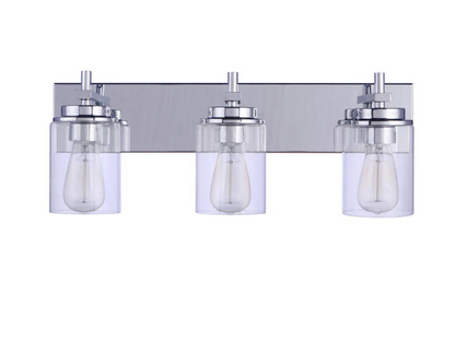 CRAFTMADE Reeves 23 in. 3-Light Chrome Finish Vanity Light with Clear Glass Shade