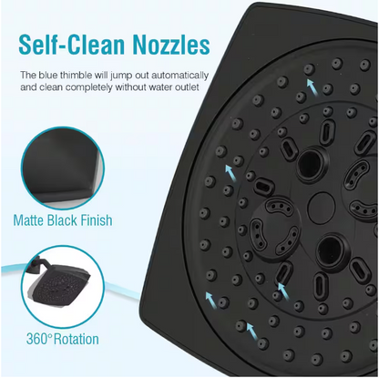 BWE Single Handle 5-Spray Rainfall Square Shower Faucet Set 1.8 GPM with Tub Spout Combo High pressure in. Matte Black