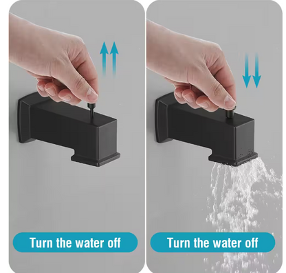 BWE Single Handle 5-Spray Rainfall Square Shower Faucet Set 1.8 GPM with Tub Spout Combo High pressure in. Matte Black