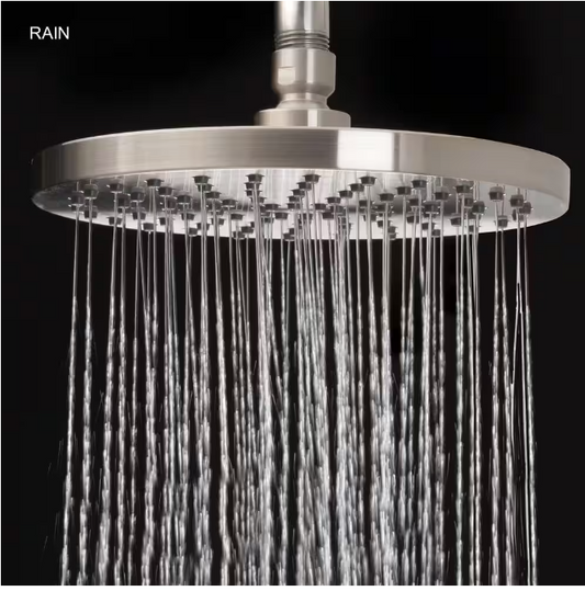 Glacier Bay 1-Spray Pattern 8 in. Single Wall Mount Fixed Shower Head in Brushed Nickel