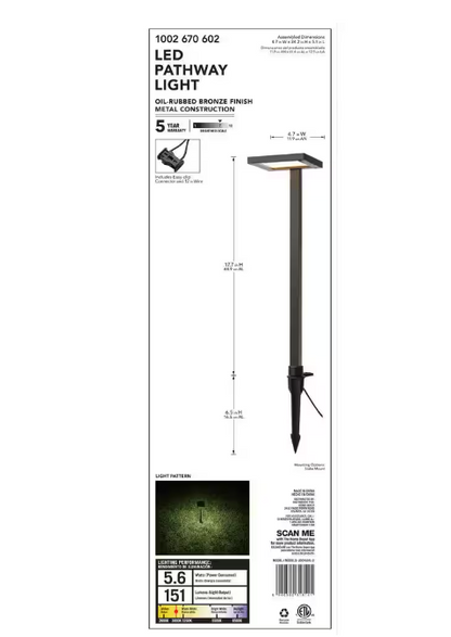 Hampton Bay Glenwood 25-Watt Equivalent Low Voltage Oil Rubbed Bronze Integrated LED Outdoor Landscape Path Light