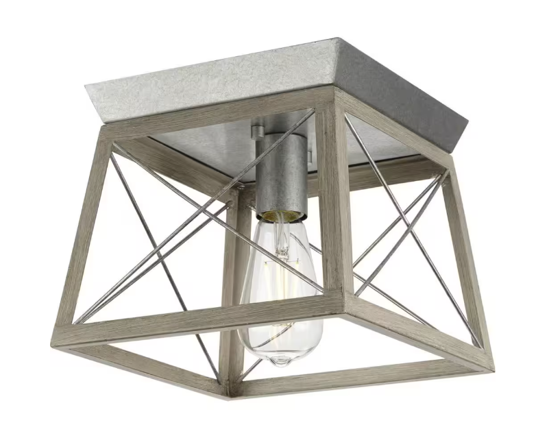Progress Lighting Briarwood Collection 9-1/2 in. 1-Light Bleached Oak Kitchen Coastal Ceiling Light Flush Mount