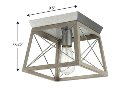 Progress Lighting Briarwood Collection 9-1/2 in. 1-Light Bleached Oak Kitchen Coastal Ceiling Light Flush Mount